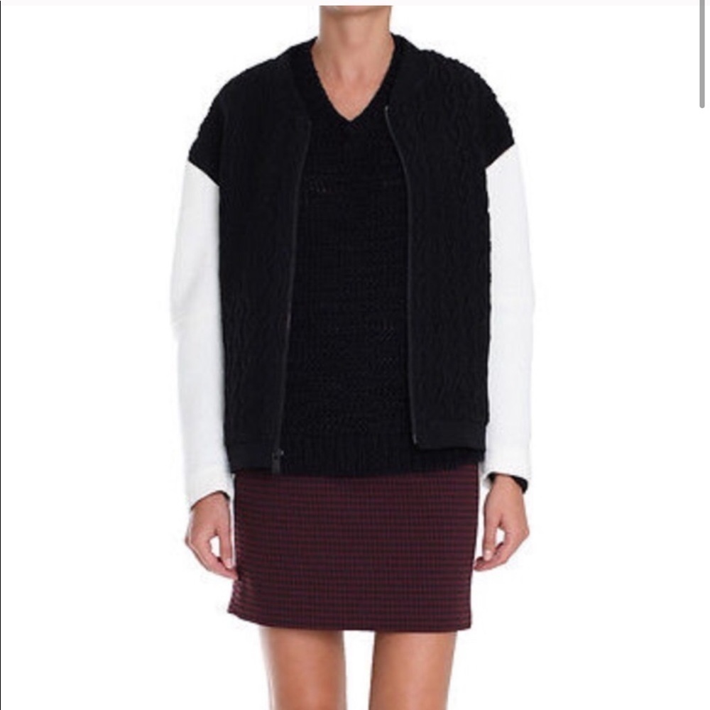 Tibi / Bomber Knit Jacket Varsity Patchwork Cable - image 3